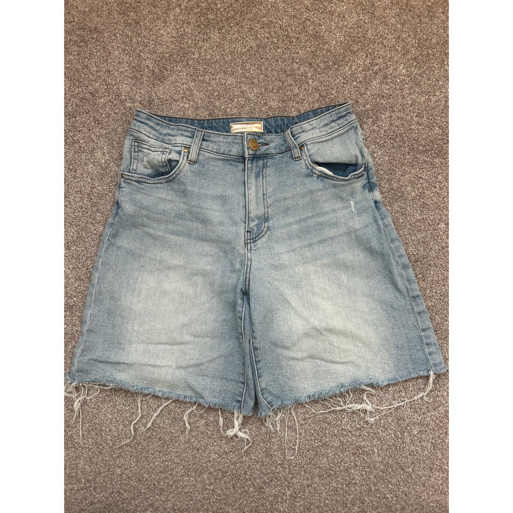 KUT from the Kloth Hailey Bermuda Shorts Womens 2 Blue Excellent Raw Hem Denim